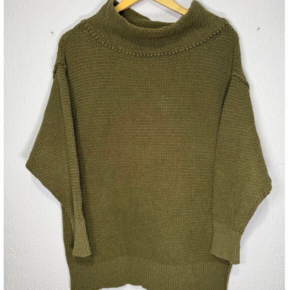 Free People Sweater Knit Cozy Mock Neck Army Green Womens XS - Picture 1 of 10